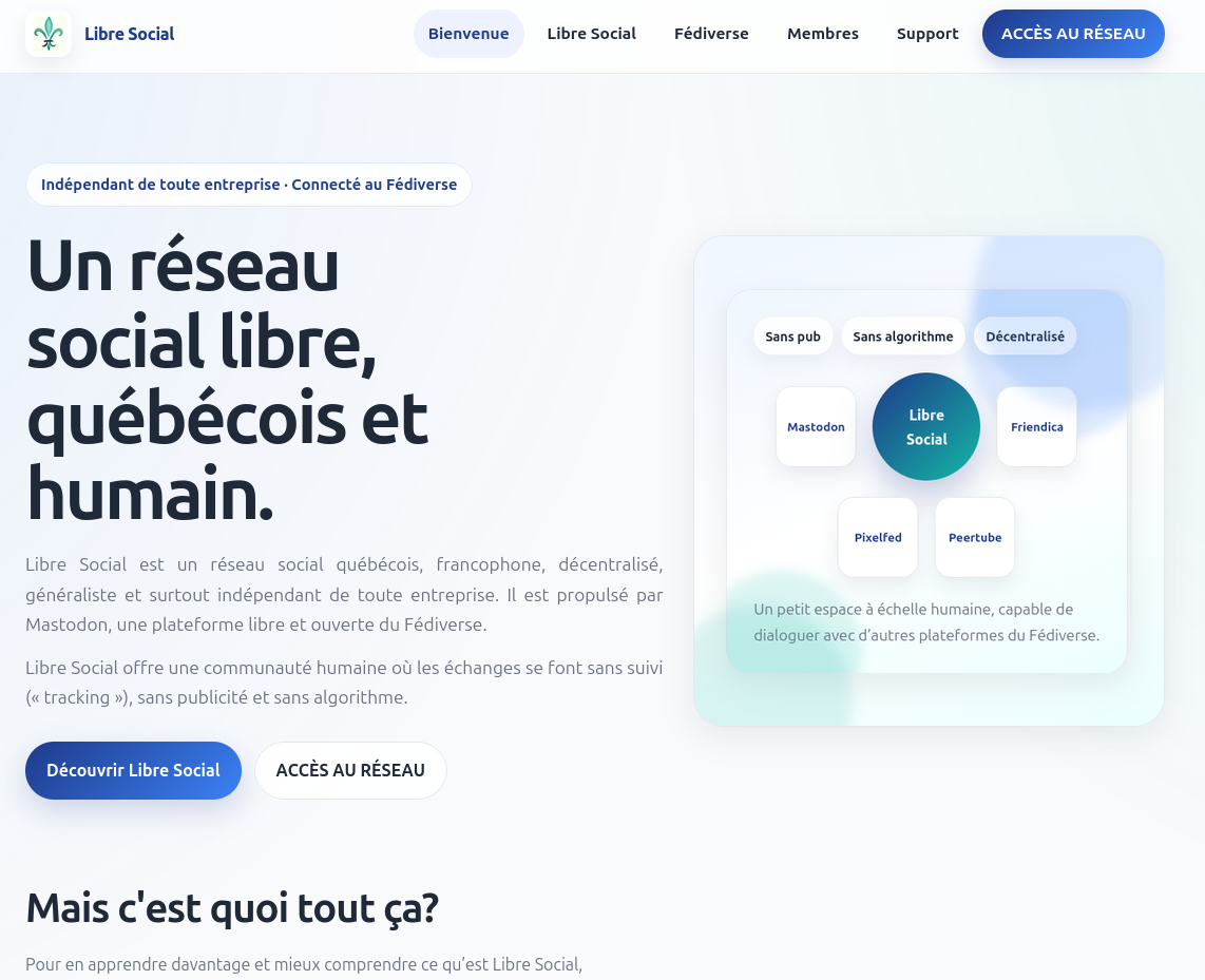 Aperçu du site Libre Social